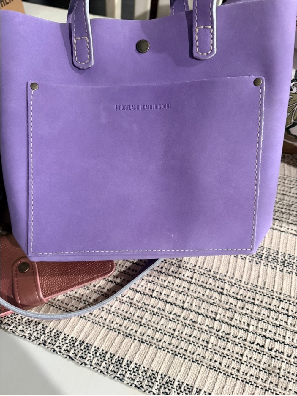 Portland Leather Chalk Mini Crossbody Snap Tote (Unicorn color) - Picture 6 of 6
